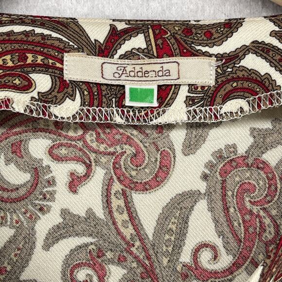 ADDENDA Top Womens M Paisley Shirt Blouse Button Front Long Sleeve Brown VTG - Picture 5 of 13